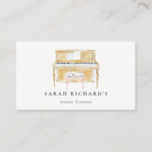 Carte De Visite Professeur de Musique Pianiste Élégant à l'Aquarel