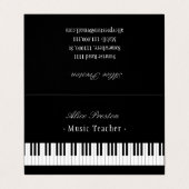 Carte De Visite Professeur de musique professionnelle| Touches de  (Extérieur déplié)