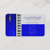 Carte De Visite Professeur de musique | Touches de piano bleu (Devant)
