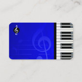 Carte De Visite Professeur de musique | Touches de piano bleu (Dos)