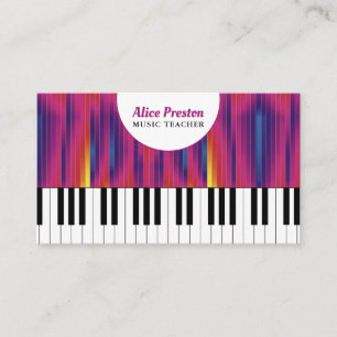 Carte De Visite Professeur de musique   Touches de piano colorées