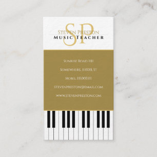 Carte De Visite Professeur de musique Touches de piano noir blan