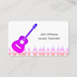 Carte De Visite Professeur de musique violet Guitare musicien Élég