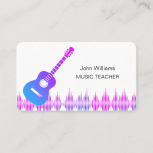 Carte De Visite Professeur de musique violet rose guitare musicien