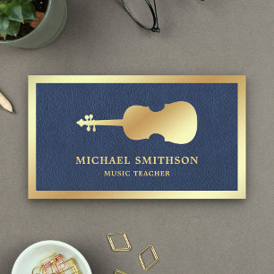 Carte De Visite Professeur de Musique Violoniste Violon Cuir Bleu