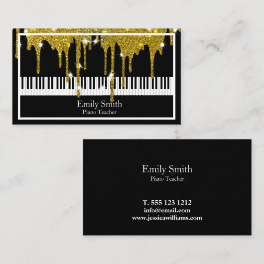 Carte De Visite Professeur de piano (Devant / Derrière)