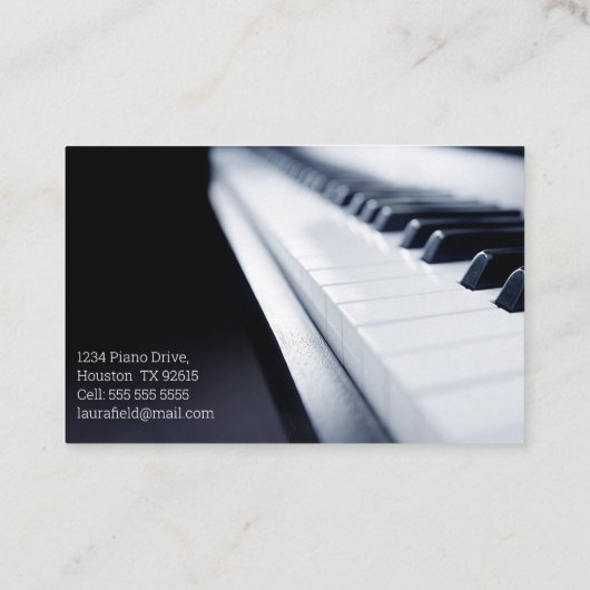 Carte De Visite Professeur de piano (Dos)
