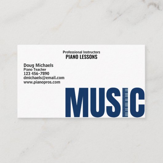 Carte De Visite Professeur de piano (Devant)