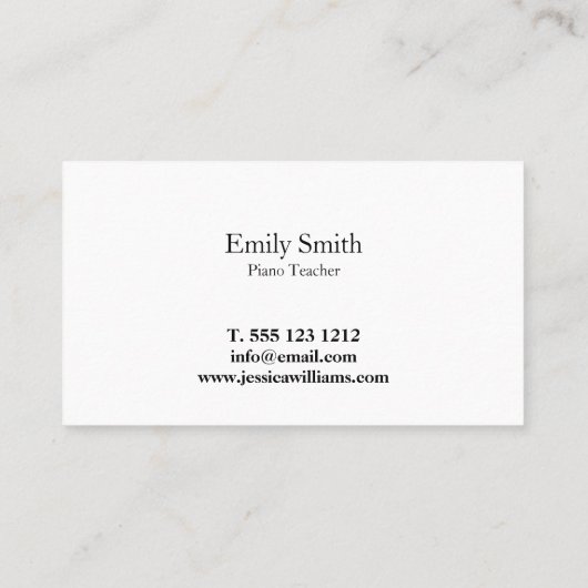 Carte De Visite Professeur de piano (Dos)