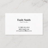 Carte De Visite Professeur de piano (Dos)