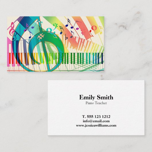 Carte De Visite Professeur de piano (Devant / Derrière)