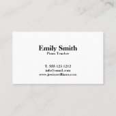 Carte De Visite Professeur de piano (Dos)