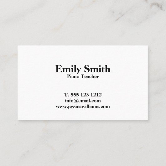 Carte De Visite Professeur de piano (Dos)