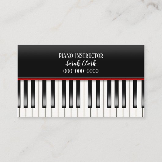 Carte De Visite Professeur de piano avec clavier (Devant)