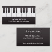 Carte De Visite Professeur de piano classique de musique de clés (Devant / Derrière)