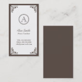 Carte De Visite Professeur de piano de frontière d'art déco (Devant / Derrière)