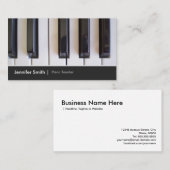 Carte De Visite Professeur de piano - Élégant clavier photo (Devant / Derrière)