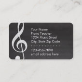 Carte De Visite Professeur de piano élégant et moderne de tableau (Dos)