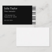 Carte De Visite Professeur de piano et de musique de clavier (Devant / Derrière)