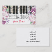 Carte De Visite professeur de piano floral (Devant / Derrière)