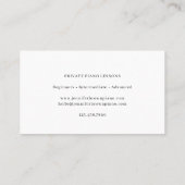Carte De Visite Professeur de piano privé de piano à queue minimal (Dos)