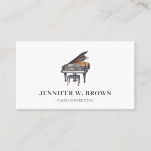 Carte De Visite Professeur de piano privé de piano à queue minimal