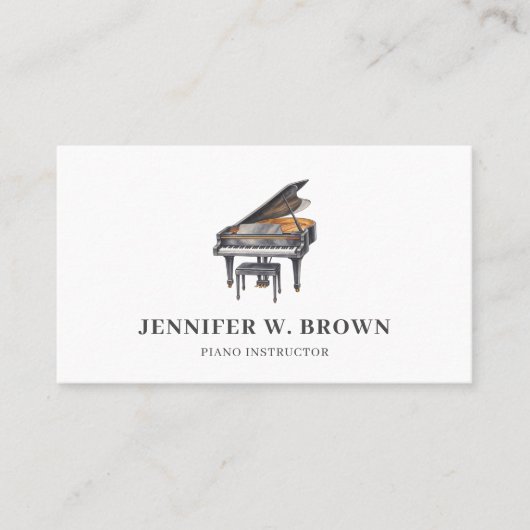 Carte De Visite Professeur de piano privé de piano à queue minimal (Devant)