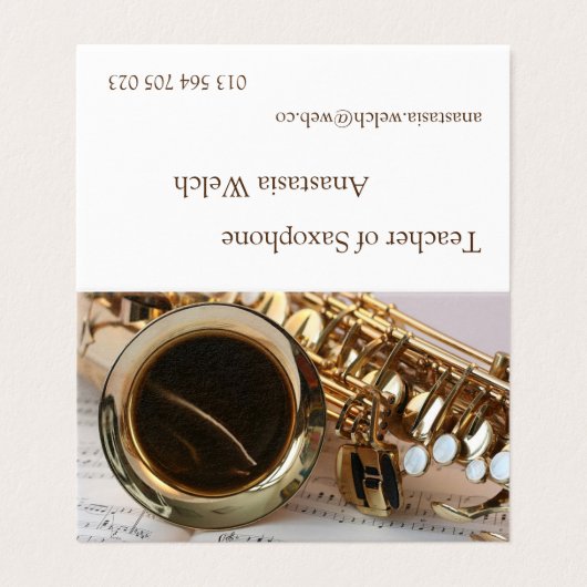 Carte De Visite Professeur de saxophone (Extérieur déplié)