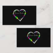 Carte De Visite Professeur de sciences Autisme Puzzle Amour Coeur (Devant / Derrière)