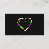 Carte De Visite Professeur de sciences Autisme Puzzle Amour Coeur (Devant)