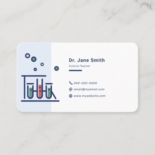 Carte De Visite Professeur de sciences bleu (Devant)