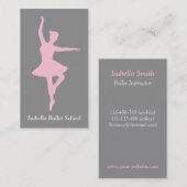 Carte De Visite Professeur de studio de ballet Ballerine Rose Gris (Devant / Derrière)