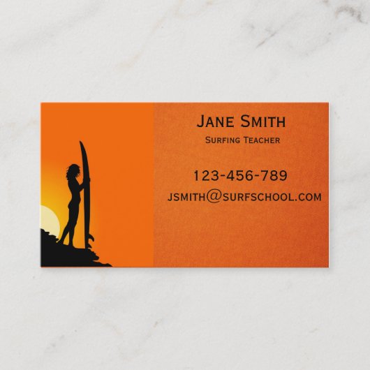 Carte De Visite Professeur de surf à l'école de surf (Devant)