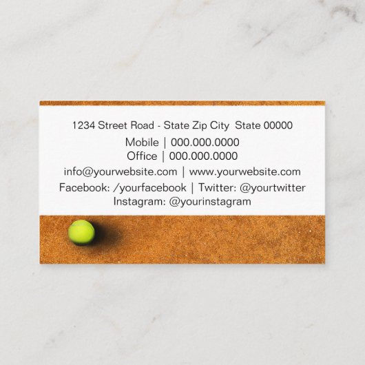 Carte De Visite Professeur de tennis (Dos)