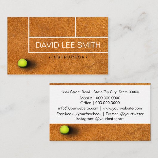 Carte De Visite Professeur de tennis (Devant / Derrière)