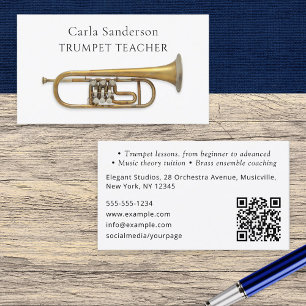 Carte De Visite Professeur de Trompette Instrument à Vent Professe