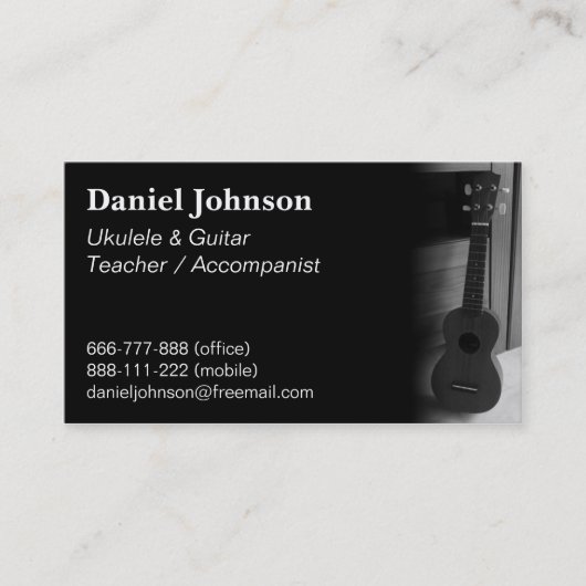 Carte De Visite Professeur de ukulele et de guitare moderne et pro (Devant)