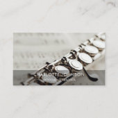 Carte De Visite Professeur de vent Élégant Flute moderne Noir&Blan (Devant)