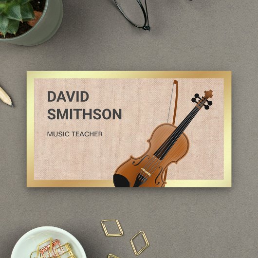 Carte De Visite Professeur de violon classe Toile de jute Violonis
