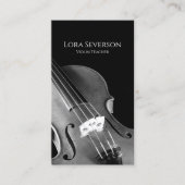 Carte De Visite Professeur de violon noir et blanc (Devant)