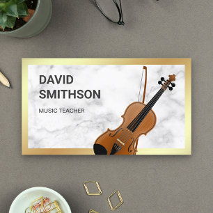 Carte De Visite Professeur de violon violoniste élégant en marbre 