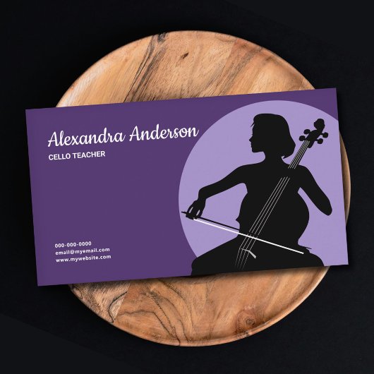 Carte De Visite Professeur de violoncelle - Violet