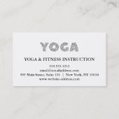 Carte De Visite Professeur de yoga (Dos)