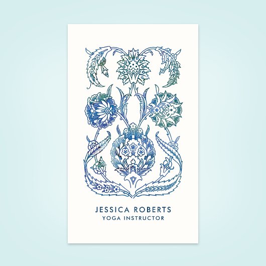 Carte De Visite Professeur de yoga boho bleu joli