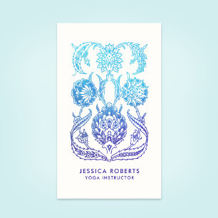 Carte De Visite Professeur de yoga boho bleu turquoise et violet