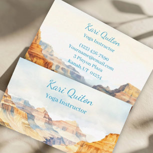 Carte De Visite Professeur de Yoga Canyon Aquarelle