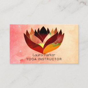 Carte De Visite Professeur de Yoga de couleur d'eau de Lotus Santé