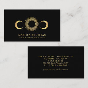 Carte De Visite Professeur de Yoga du Soleil Lunaire Céleste Noir