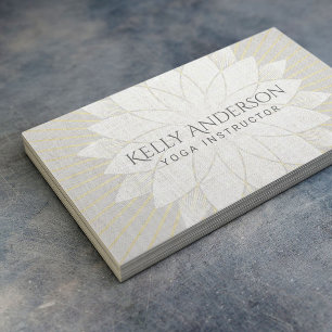 Carte De Visite Professeur de Yoga Élégant Lotus Blanc Floral