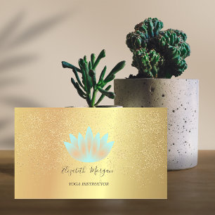 Carte De Visite Professeur de yoga élégant lotus or confetti